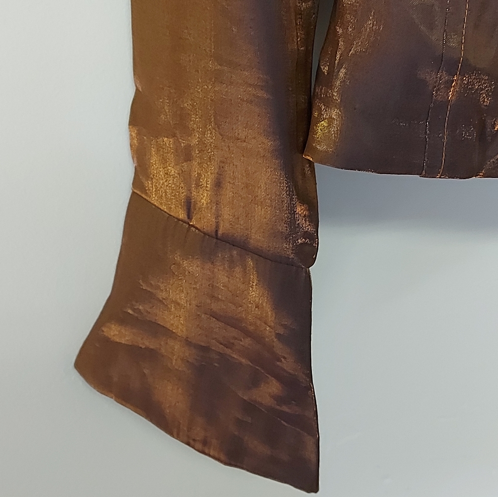 Oblique Brand Bronze Blouse with Laced Back, Size 12 - Picture 7 of 16